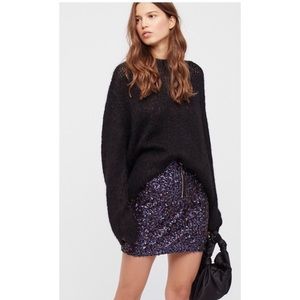 Free People Purple Sequin Mini Skirt